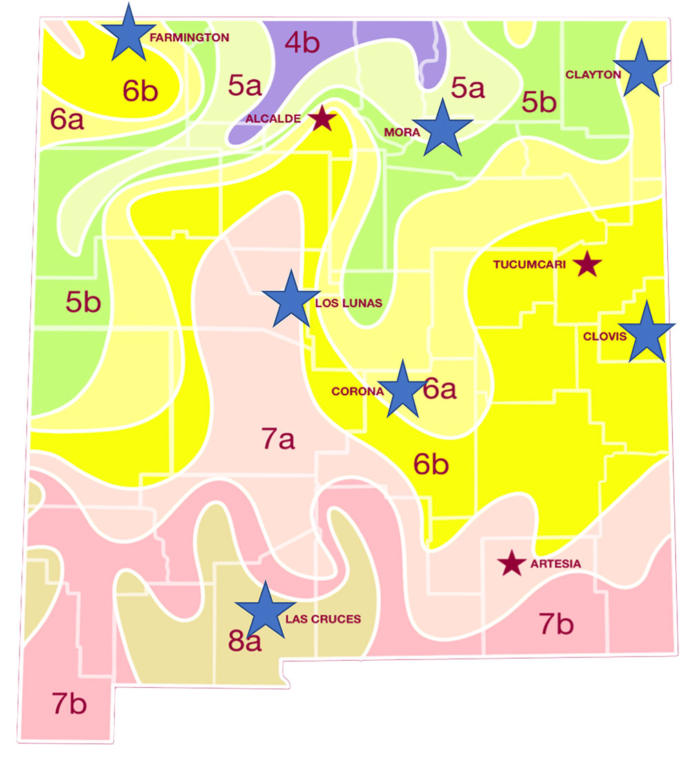 Regions in New Mexico with Carbon management research sites